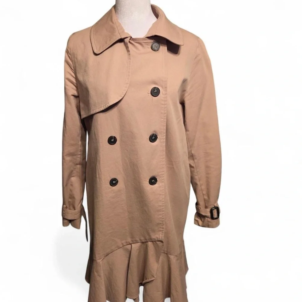 Elegant Tan Double-Breasted Trench Coat - Picture 1 of 3